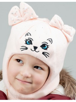 Детский вязаный шлем Кошка 155-48-50