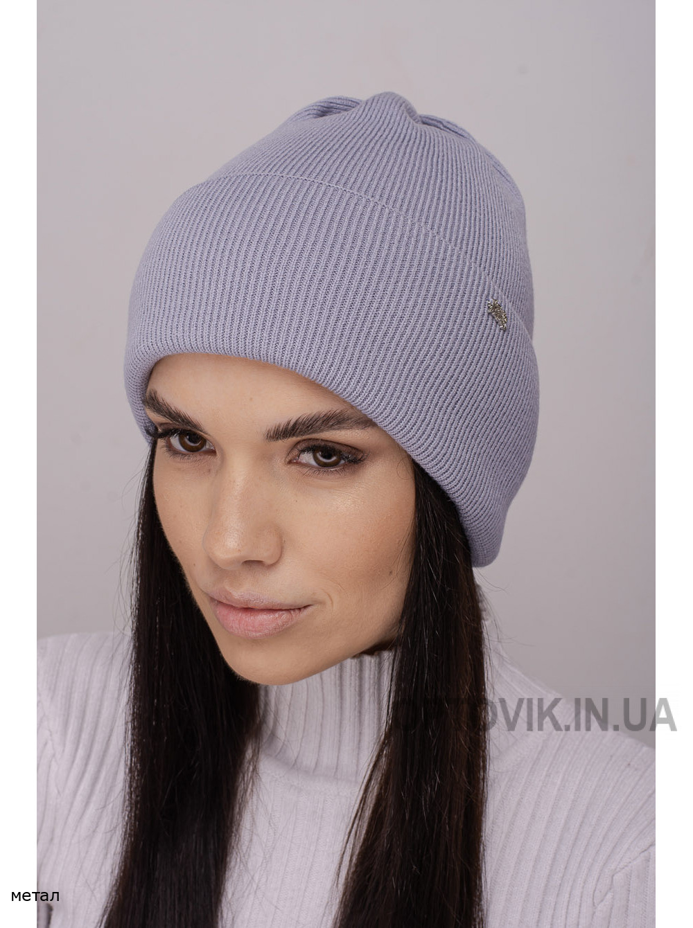 Жіноча шапка-ковпак з відворотом Далiя