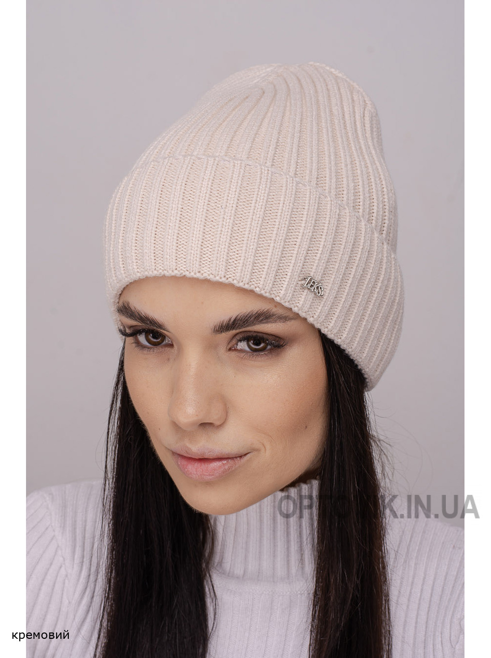 Жіноча шапка-ковпак з відворотом Манго