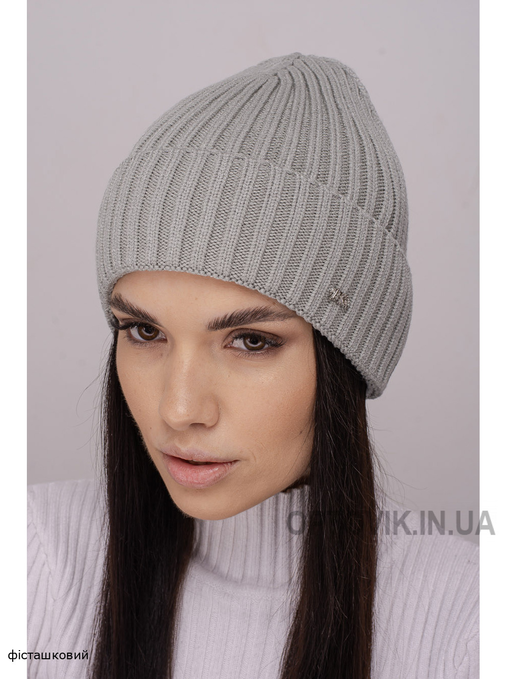 Жіноча шапка-ковпак з відворотом Манго