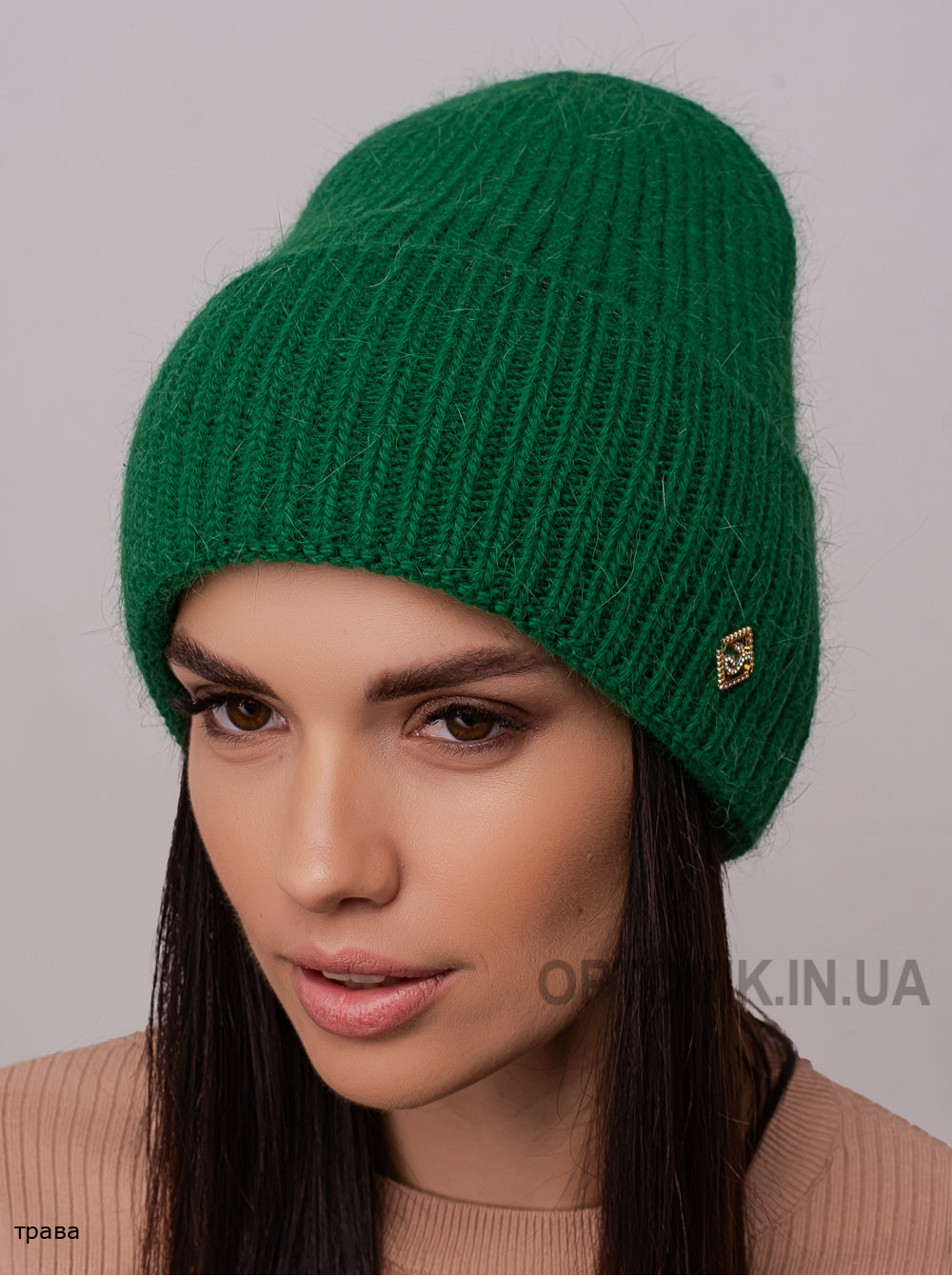 Жіноча шапка-ковпак з відворотом Трюфель