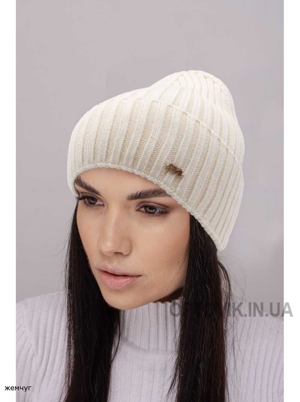 Женская шапка-колпак с отворотом Манго