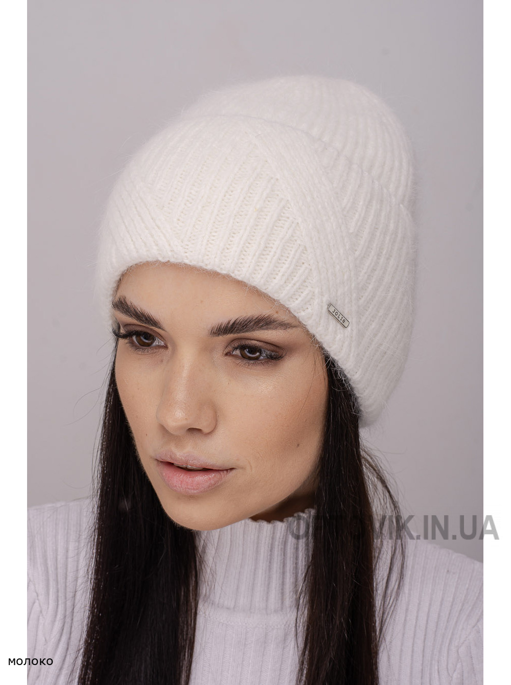 Женская шапка-колпак с отворотом Матрица