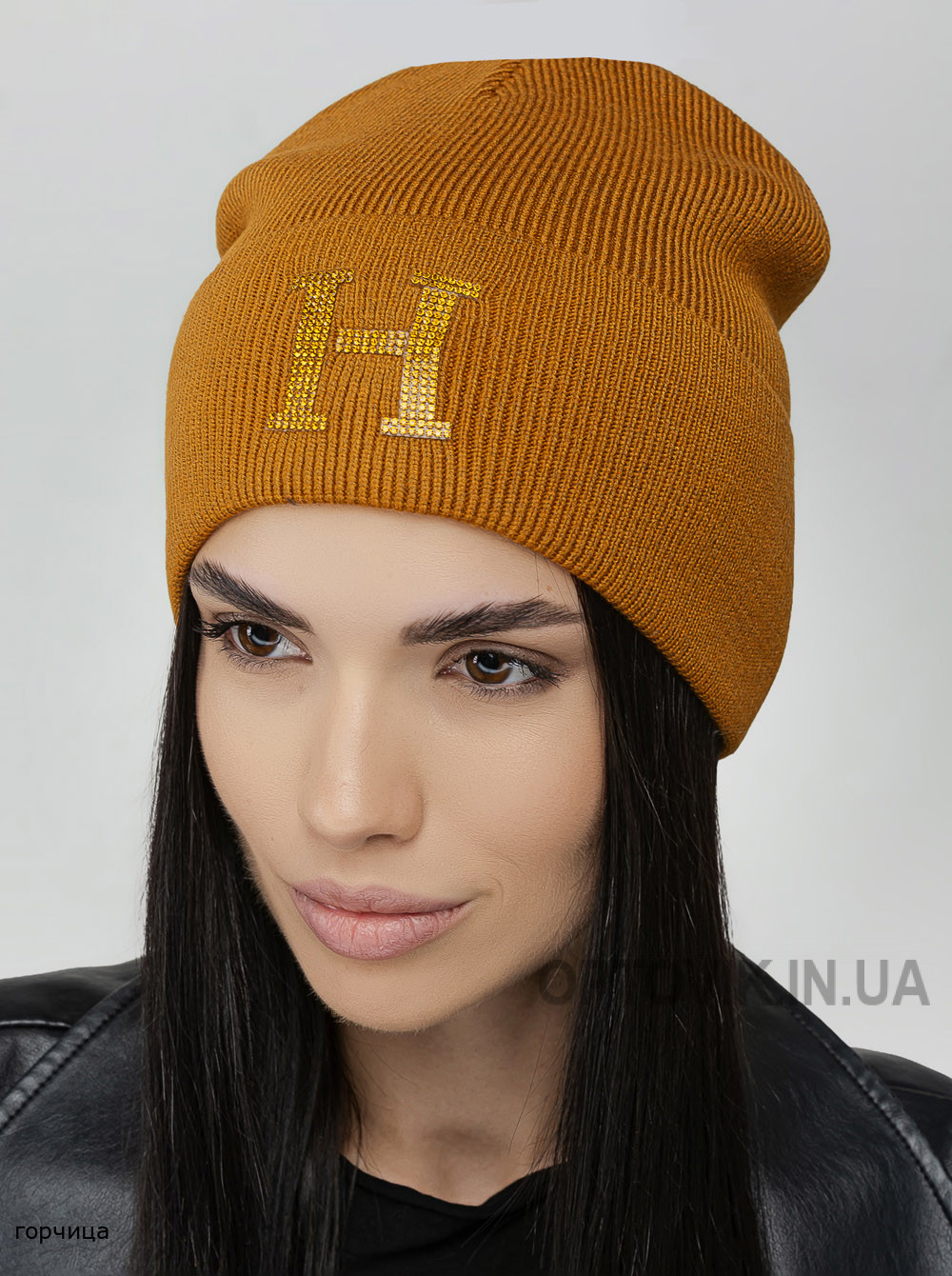 Женская шапка со стразами Нора